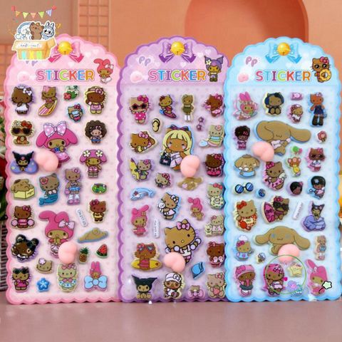Miếng Dán 3D Hello Kitty Dễ Thương - Quà Tặng Trang Trí Laptop & Sổ Lưu Niệm, Giảm Căng Thẳng, Chất Liệu Cao Cấp