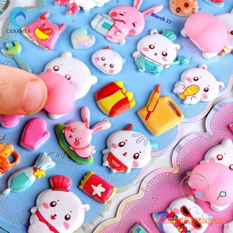 Miếng Dán 3D Hoạt Hình CANAMEK - Dễ Thương Trang Trí Điện Thoại & Văn Phòng Mềm Mại, Chất Liệu Cao Cấp, Giảm Căng Thẳng