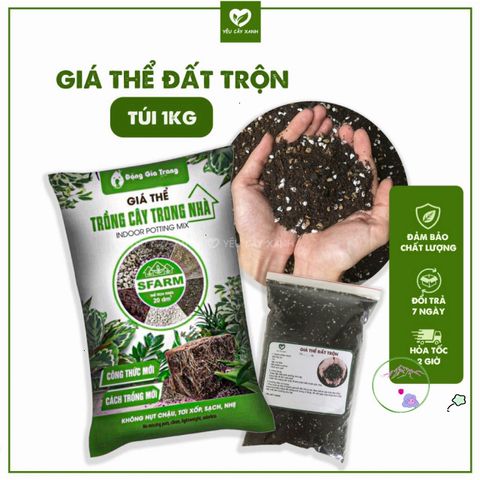 Đất Trồng Hữu Cơ Dinh Dưỡng - Túi 1kg Giá Thể Tối Ưu Cho Cây Kiểng Trong Nhà và Ngoài Trời