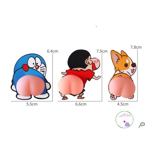 Sticker 3D Silicon Mông Dễ Thương - Dán Trang Trí Ô Tô, Điện Thoại, Tủ Lạnh Hình Doremon, Corgi, Crayon Shin-chan