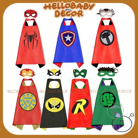 Áo Choàng Siêu Nhân Kèm Mặt Nạ Hóa Trang Halloween - Thời Trang Cho Bé 2-5 Tuổi, Phụ Kiện Tiệc Halloween, Người Nhện, Batman, Elsa