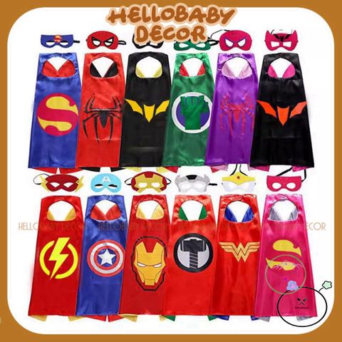 Áo Choàng Siêu Nhân Kèm Mặt Nạ Hóa Trang Halloween - Thời Trang Cho Bé 2-5 Tuổi, Phụ Kiện Tiệc Halloween, Người Nhện, Batman, Elsa