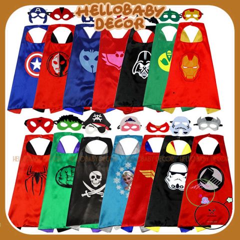 Áo Choàng Siêu Nhân Kèm Mặt Nạ Hóa Trang Halloween - Thời Trang Cho Bé 2-5 Tuổi, Phụ Kiện Tiệc Halloween, Người Nhện, Batman, Elsa