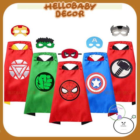 Áo Choàng Siêu Nhân Kèm Mặt Nạ Hóa Trang Halloween - Thời Trang Cho Bé 2-5 Tuổi, Phụ Kiện Tiệc Halloween, Người Nhện, Batman, Elsa