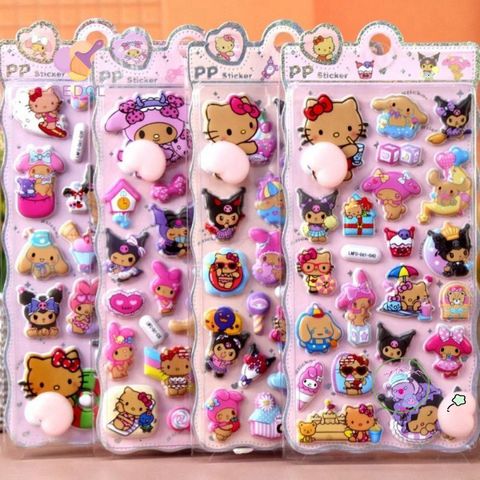Nhãn dán Kawaii hình thú 3D mềm mại - Bộ 4 miếng dán bong bóng đáng yêu cho điện thoại và trang trí nội thất