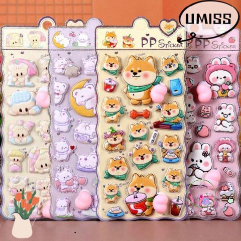 Nhãn Dán Động Vật Dễ Thương UMISS - Gấu, Chó, Thỏ Cho Trẻ Em, Trang Trí Cốc Nước & Thủ Công Nghệ - Giảm Căng Thẳng