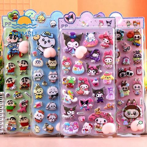 Nhãn Dán Đáng Yêu SHANCHAN - Bộ Sưu Tập Động Vật Hoạt Hình 3D Kawaii Da Đen Trang Trí Điện Thoại Ấn Tượng