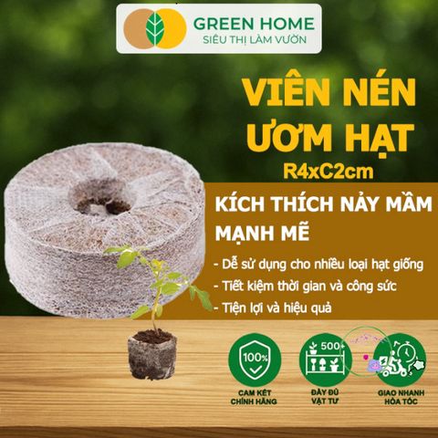 Viên Nén Xơ Dừa GreenHome - Giải Pháp Ơm Hạt Tăng Trưởng Nhanh Chóng, Thay Thế Nylon - Dinh Dưỡng 99% cho Cây Cảnh, Dâu Tây, Rau Hoa