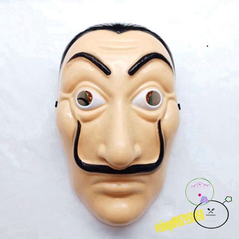 Mặt nạ Salvador Dali - Phụ kiện hóa trang La Casa De Papel (Money Heist) cho Halloween và tiệc tùng, chất liệu an toàn, màu nâu