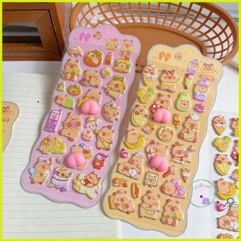 Hình Dán 3D Dễ Thương Hình Capybara PVC Cho Trẻ Em - Trang Trí Sổ Lưu Niệm và Phần Thưởng Lớp Học