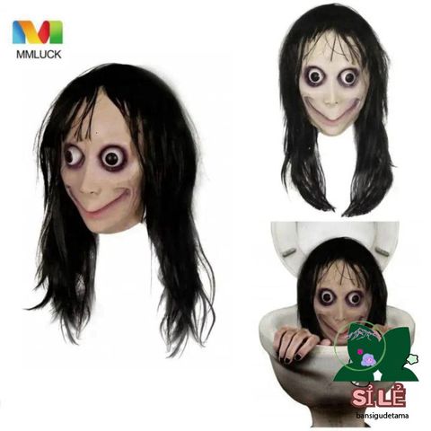 Mặt Nạ Halloween MoMo Ma Quái Có Tóc Giả - Đạo Cụ Cosplay Cho Tiệc Hóa Trang và Biểu Diễn Thời Trang