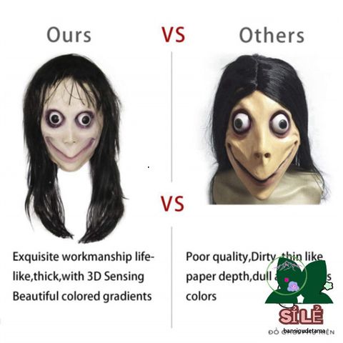 Mặt Nạ Halloween Momo Tóc Dài - Phụ Kiện Cosplay Độc Đáo, Chất Liệu Nhựa Bền, Phù Hợp Mọi Khuôn Mặt, Trở Thành Tâm Điểm Mỗi Bữa Tiệc