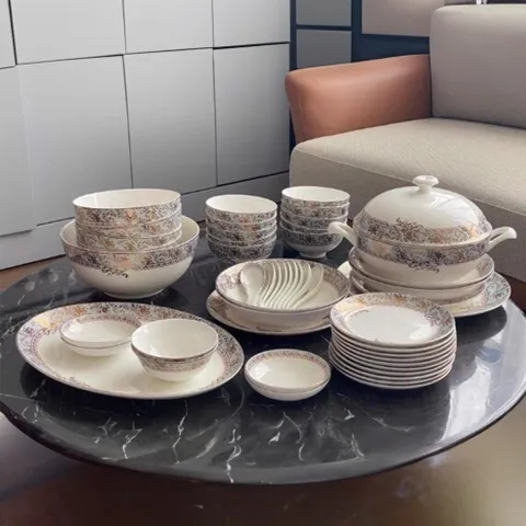Bộ đồ ăn sứ xương Imperial London Xanh Ngọc Dây Vàng - 50 Chi Tiết Sang Trọng cho Bữa Tiệc và Gia Đình