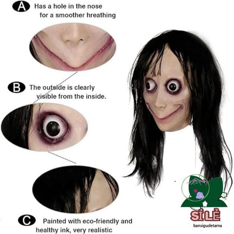 Mặt Nạ Momo Kinh Dị Bằng Cao Su - Phụ Kiện Halloween Độc Đáo Cho Cosplay và Tiệc Hóa Trang