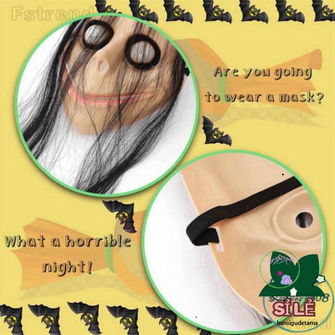 Mặt Nạ Halloween Momo Tóc Dài - Phụ Kiện Hóa Trang Độc Đáo Cho Bữa Tiệc, Giáng Sinh, và Lễ Hội Thú Vị