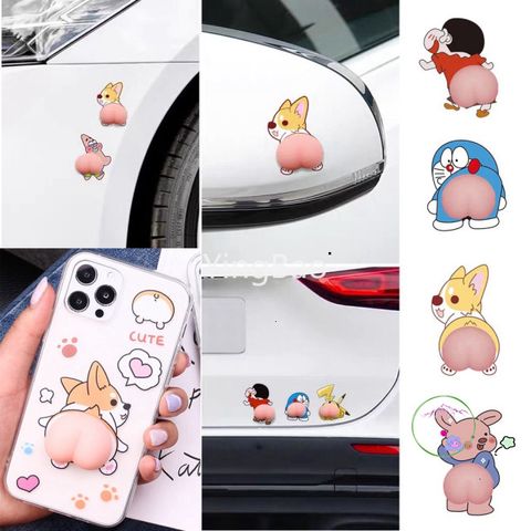 Bộ 2 Miếng Dán 3D Hình Quả Đào Chống Trầy Cho Mông Xe Hơi - An Toàn, Thẩm Mỹ và Đậm Chất Corgi, Doraemon, Crayon Shin-chan