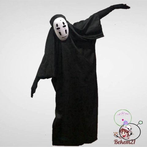 Set Trang Phục Vô Diện Cosplay Kaonashi - Bộ Quần Áo, Găng Tay và Mặt Nạ Nhân Vật Hoạt Hình Spirited Away Cho Trẻ Em và Người Lớn