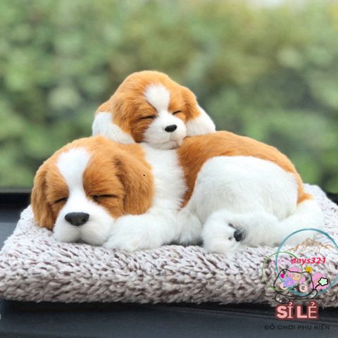 Chó Bông Vàng Trắng Tai Dài - Phụ Kiện Lọc Khí Than Hoạt Tính Cho Ô Tô - Dễ Thương, Khử Mùi Hôi, Trang Trí Xe Hơi