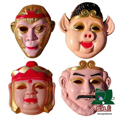 Mặt Nạ Halloween 4 Nhân Vật Thầy Trò Đường Tăng - Tôn Ngộ Không, Sa Tăng, Chu Bát Giới - Trang Phục Hóa Trang Cho Bé