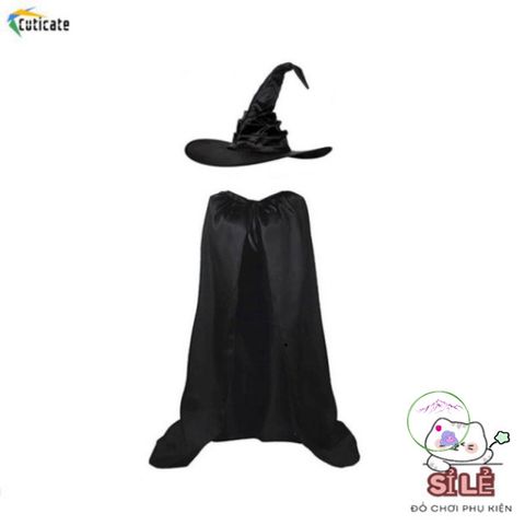 Bộ Trang Phục Phù Thủy - Áo Choàng và Mũ Halloween Cao Cấp, Lý Tưởng Cho Trò Chơi Nhập Vai và Sự Kiện Hóa Trang