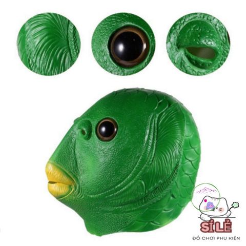 Mặt Nạ Đầu Cá Xanh Dễ Thương - Phụ Kiện Cosplay Kinh Dị Hài Hước Cho Halloween và Tiệc Tùng