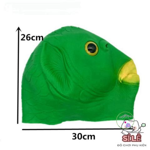 Mặt Nạ Đầu Cá Xanh Dễ Thương - Phụ Kiện Cosplay Kinh Dị Hài Hước Cho Halloween và Tiệc Tùng