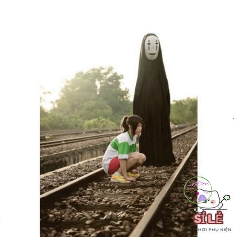 Bộ Vô Diện Cosplay - Áo Choàng Đen và Mặt Nạ Huyền Bí Cho Fan Anime, Phong Cách Thời Trang Unisex, Độc Đáo và Thoải Mái