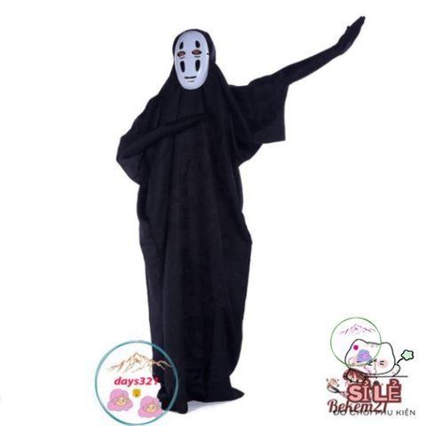 Bộ Vô Diện Cosplay - Áo Choàng Đen và Mặt Nạ Huyền Bí Cho Fan Anime, Phong Cách Thời Trang Unisex, Độc Đáo và Thoải Mái
