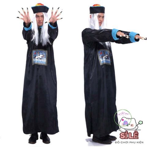 Bộ Trang Phục Halloween Cương Thi Thầy Pháp Sư - Áo, Mặt Nạ, Tóc Giả và Phụ Kiện Hóa Trang - Thời Trang Dành Cho Lễ Hội