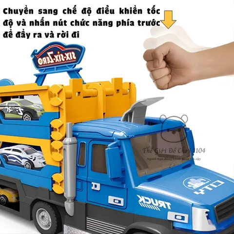 Xe Tải Chở Xe 2 Tầng Kèm Đường Đua Bệ Phóng - Đồ Chơi Ô Tô Có Đèn LED & Âm Thanh Cho Bé 3 Tuổi Trở Lên