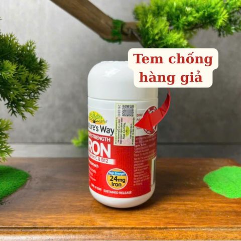 Viên Uống Bổ Sung Sắt Nature's Way - High Strength Iron + Vitamin C & B12 - 30 Viên Chính Hãng Giúp Tăng Cường Sức Khỏe