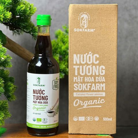 Nước Tương Mật Hoa Dừa Sokfarm 500ml - Nước Tương Hữu Cơ Không Đậu Nành, Sản Xuất Tại Việt Nam