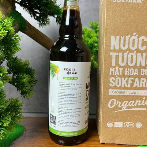 Nước Tương Mật Hoa Dừa Sokfarm 500ml - Nước Tương Hữu Cơ Không Đậu Nành, Sản Xuất Tại Việt Nam