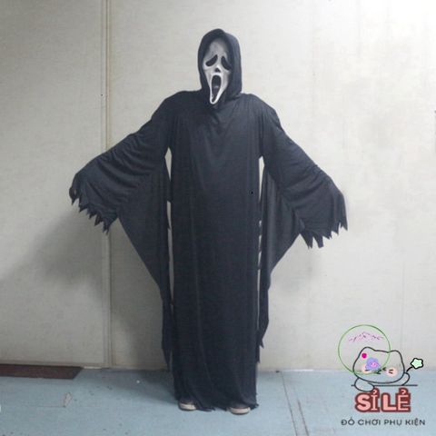Mặt Nạ Hét Ma Đen Scream Hood Halloween – Phụ Kiện Cosplay Độc Đáo Cho Bữa Tiệc Hóa Trang Kinh Dị