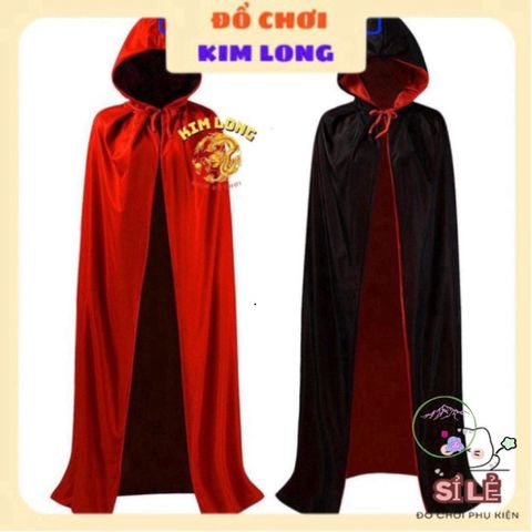 Áo Choàng Ma Cà Rồng Đỏ Đen Có Mũ - Trang Phục Halloween Độc Đáo Cho Cả Trẻ Em Và Người Lớn