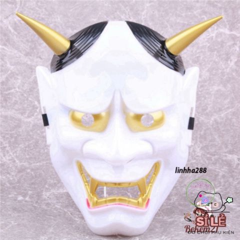Mặt Nạ Hóa Trang Quỷ Oni Hannya Halloween - Độc Đáo 2 Sừng, Nhiều Màu Sắc Đỏ, Trắng, Đen Cho Bữa Tiệc Hóa Trang Ma Quái