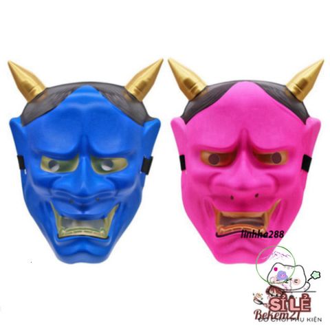 Mặt Nạ Hóa Trang Quỷ Oni Hannya Halloween - Độc Đáo 2 Sừng, Nhiều Màu Sắc Đỏ, Trắng, Đen Cho Bữa Tiệc Hóa Trang Ma Quái