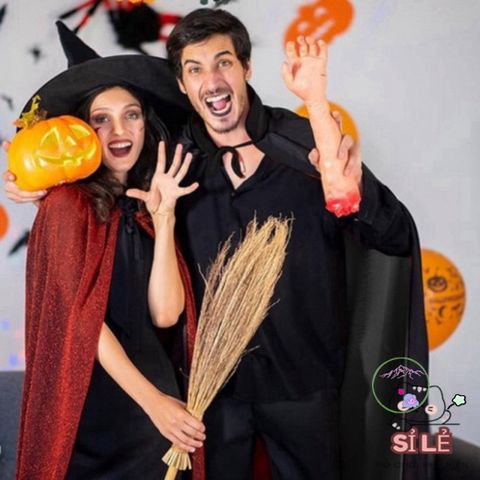 Bộ Áo Choàng và Mũ Phù Thủy Royal Witch - Trang Phục Halloween Độc Đáo Cho Trẻ Em và Người Lớn, Thể Hiện Tinh Thần Kỳ Diệu