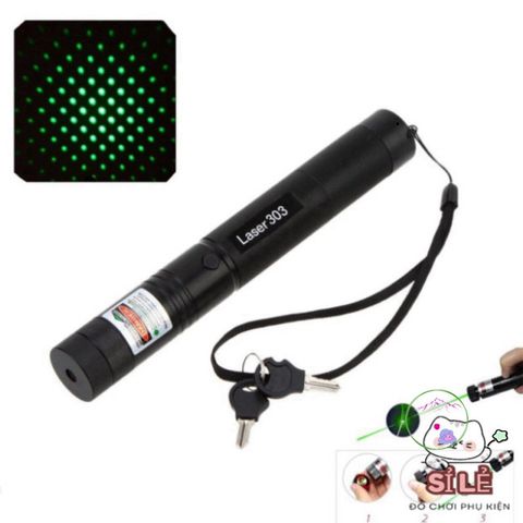 Đèn Pin Laser 303 Cao Cấp Xanh Lá - Chống Nước, Chiếu Sáng Tốt, Đèn Pin Sạc 18650 Thích Hợp Du Lịch, Trình Bày, Giáo Dục