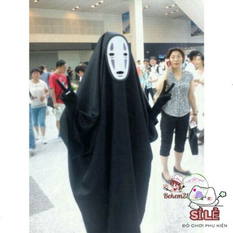 Bộ Trang Phục Cosplay Vô Diện - Áo Choàng Đen, Mặt Nạ Kaonashi, Găng Tay Huyền Bí Cho Trẻ Em và Người Lớn