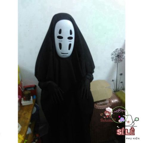 Bộ Trang Phục Cosplay Vô Diện - Áo Choàng Đen, Mặt Nạ Kaonashi, Găng Tay Huyền Bí Cho Trẻ Em và Người Lớn