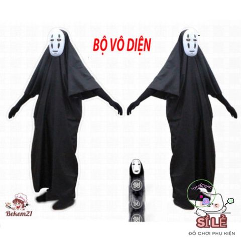 Bộ Đồ Hóa Trang Vô Diện - Set Cosplay Huyền Bí Với Áo Choàng, Mặt Nạ Và Găng Tay Đen Duy Nhất Cho Halloween