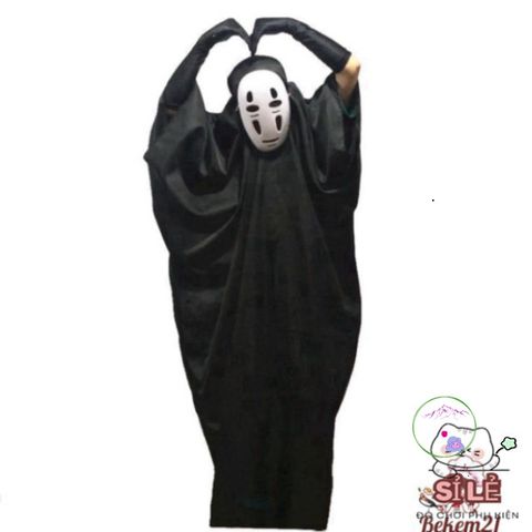 Bộ Đồ Hóa Trang Vô Diện - Set Cosplay Huyền Bí Với Áo Choàng, Mặt Nạ Và Găng Tay Đen Duy Nhất Cho Halloween