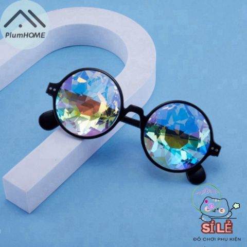 Kính tròn cao cấp Plumhome - Phụ kiện thời trang sang trọng cho tiệc tùng, quà tặng độc đáo 2023, màu hồng, đen, trong suốt.