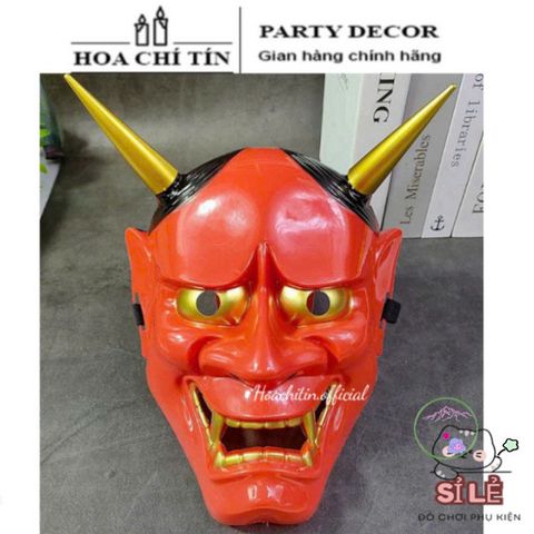 Mặt Nạ Nhật Bản Hannya Oni Hai Sừng Màu Đỏ Trắng - Nghệ Thuật Trang Trí Văn Hóa Nhật Bản, Quà Tặng Hóa Trang độc Đáo