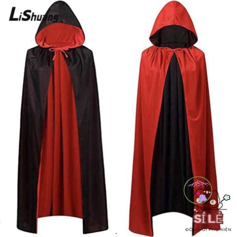 Áo Choàng Halloween Đen Đỏ 59inch - Áo Choàng Quỷ Rùng Rợn Có Nón Hoody, Trang Phục Hóa Trang Thú Vị Cho Mùa Lễ Hội 2023