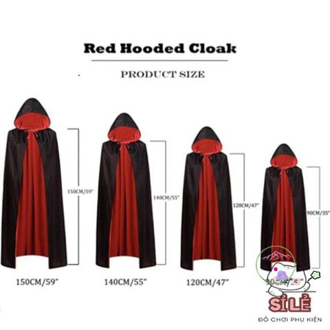 Áo Choàng Halloween Đen Đỏ 59inch - Áo Choàng Quỷ Rùng Rợn Có Nón Hoody, Trang Phục Hóa Trang Thú Vị Cho Mùa Lễ Hội 2023