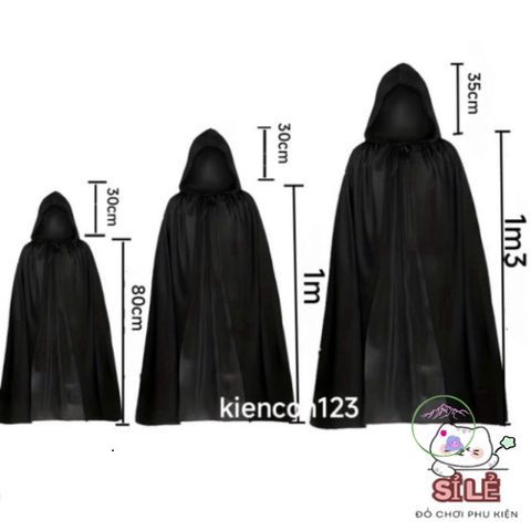 Áo Choàng Thần Chết Halloween - Phụ Kiện Hóa Trang Độc Đáo, Thể Hiện Phong Cách Bí Ẩn, Nhiều Kích Cỡ Cho Tất Cả