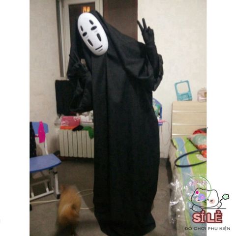 Bộ Hóa Trang Vô Diện - Set Cosplay Độc Đáo Bao Gồm Áo Choàng, Mặt Nạ và Găng Tay Đen Cho Halloween và Sự Kiện Hoá Trang