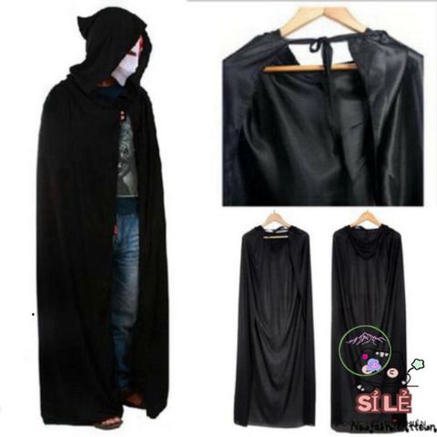 Áo Choàng Đen Halloween Ma Quái - Phù Thủy, Ma Cà Rồng - Trang Phục Cosplay Cho Các Bữa Tiệc Thú Vị